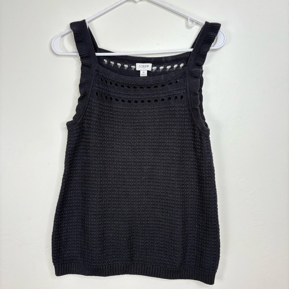 J. Crew Black Crochet Sweater Knit Tank Top Women’s Small - Picture 1 of 6